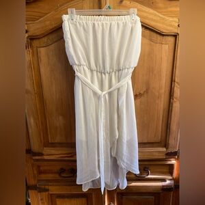 NWOT Poetry White Sheer Strapless Midi Dress